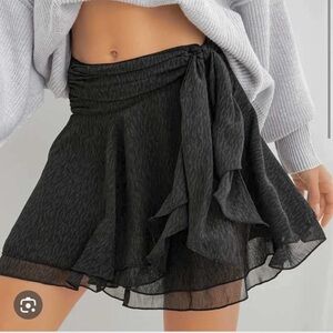 Aerie chiffon wrap skirt- black